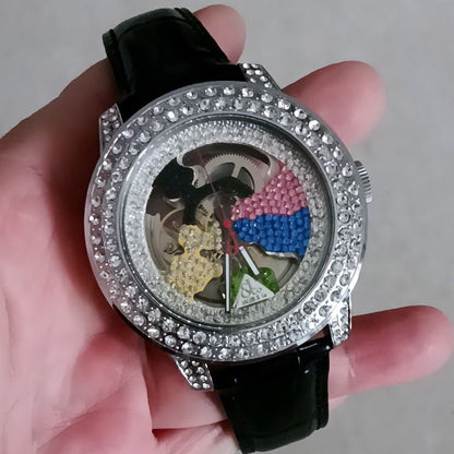 Luxury Mechanical Iced Out Watch Big Face Leather | Caratix