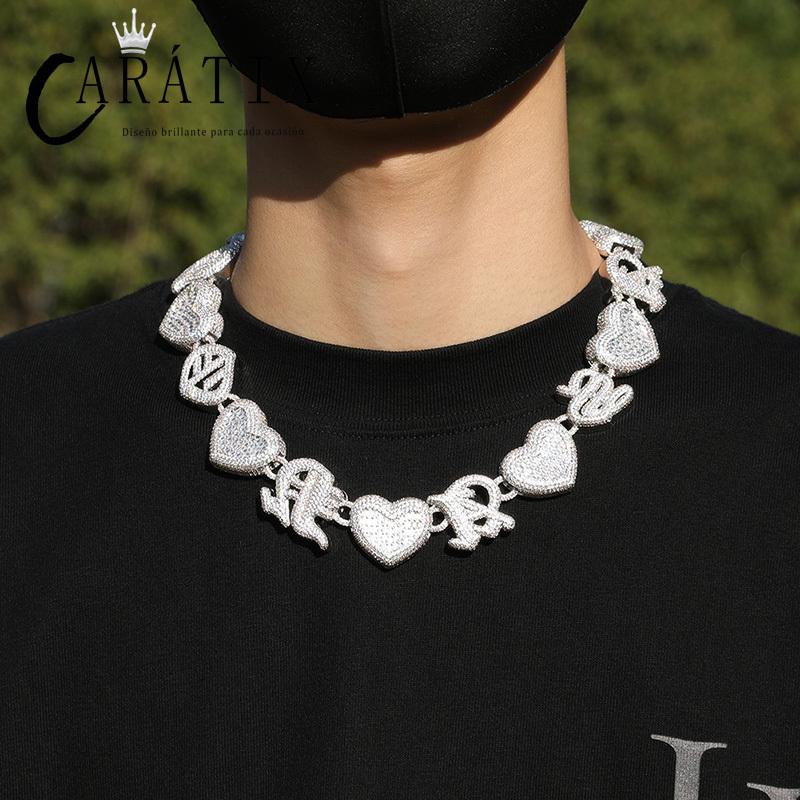 CARÁTIX Heart Link Chain | 3A+ CZ Iced Out Heavy Hip Hop Necklace for Men