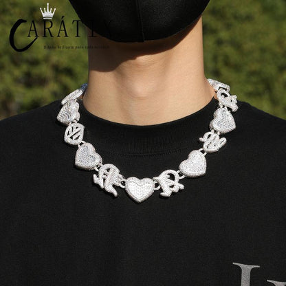 CARÁTIX Heart Link Chain | 3A+ CZ Iced Out Heavy Hip Hop Necklace for Men