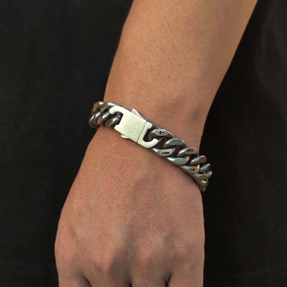 CARÁTIX - 13mm Thick Cuban Link Men Necklace with Corss Matte Black Logo Chain Hip Hop Stainless Steel Necklace Bracelet for Man Valentine's Day Gift for Men & Girls & Boys Mothers' Day Gift #Springtok