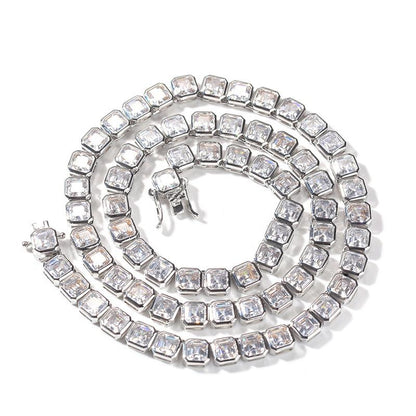 CARÁTIX 1-Row Square Tennis Chain | AAA CZ Iced Out Hip Hop Necklace for Men