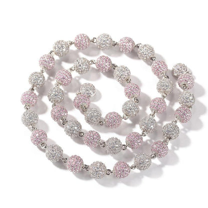 CARÁTIX Beads Link Chain | Micro Paved CZ Iced Out Hip Hop Necklace for Men & Women