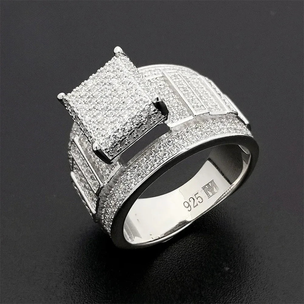 D-Color Moissanite Hip Hop Ring | S925 Silver Unisex Iced Out Fashion Jewelry - CaratixJewelry