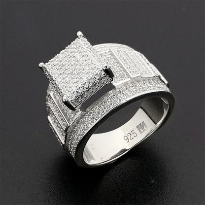 D-Color Moissanite Hip Hop Ring | S925 Silver Unisex Iced Out Fashion Jewelry - CaratixJewelry