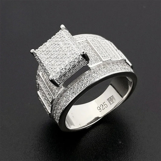 D-Color Moissanite Hip Hop Ring | S925 Silver Unisex Iced Out Fashion Jewelry - CaratixJewelry