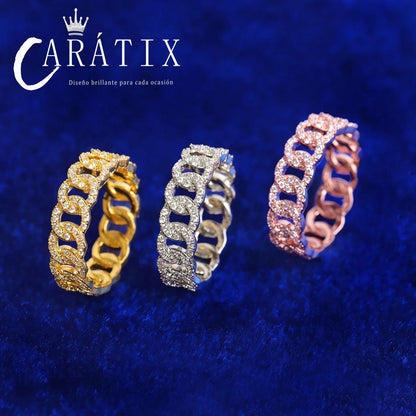 Caratix-Hip Hop Cuban Ring Real Electroplating Fashion Personality Hipster Ring High Quality Hip Hop Ring