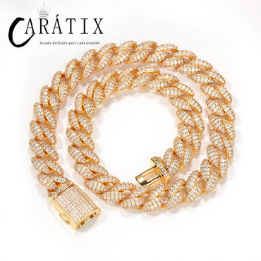 CARÁTIX 12mm 3-Row Cuban Chain | CZ Iced Out Hip Hop Necklace for Men