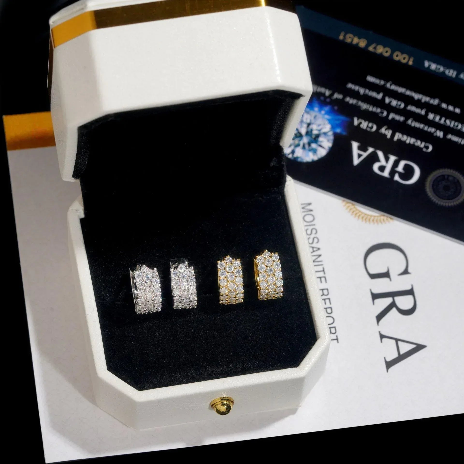 S925 Silver Round Moissanite Hoop Stud Earrings Hip Hop Style - CaratixJewelry