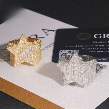 Men’s Moissanite Star Ring | S925 Silver Iced Out Hip Hop Fashion Jewelry - CaratixJewelry