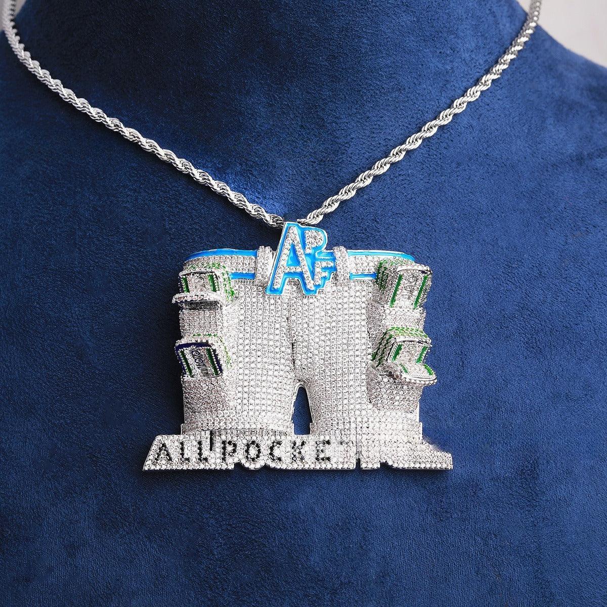 Iced Out "APF" Mesh Shorts Pendant | Men's Real Copper CZ Streetwear Necklace - CaratixJewelry