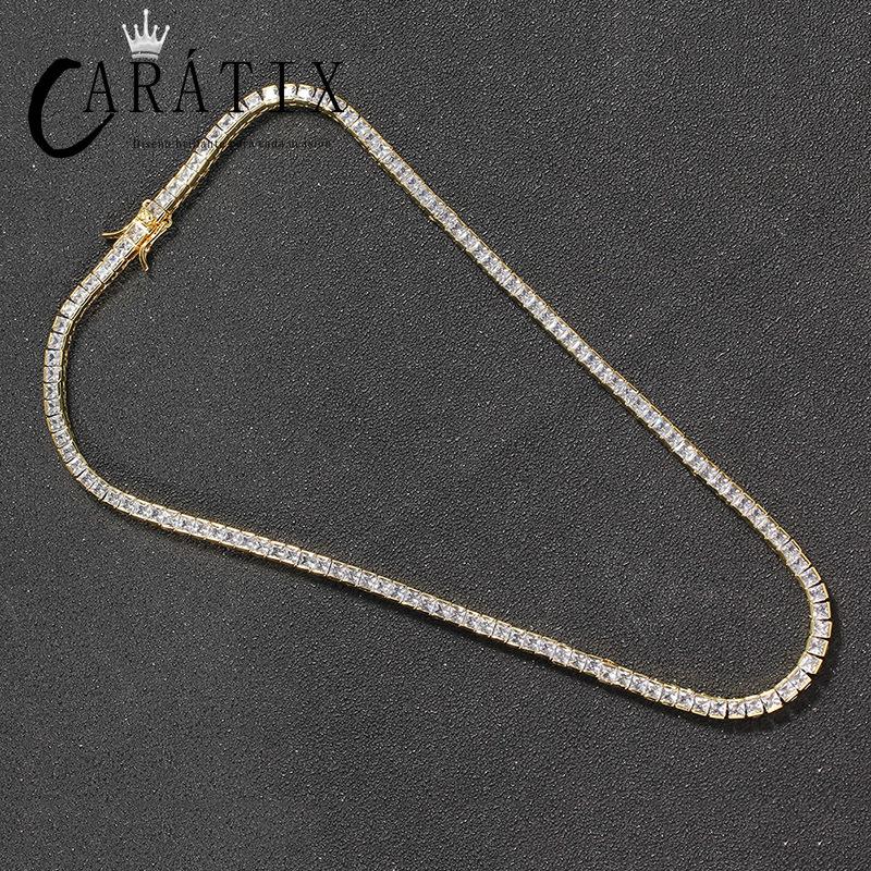 CARÁTIX 6mm Square Tennis Chain | AAA CZ Iced Out Hip Hop Necklace for Men