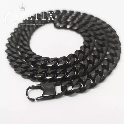 CARÁTIX - Nuoya 10mm Black Plated Stainless Steel Miami Cuban Link Necklace Cuban Chains for Men Women Valentine's Day Gift for Men & Girls & Boys Mothers' Day Gift #Springtok