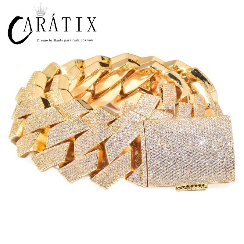 CARÁTIX 25mm/30mm Rhombus Cuban Link Chain Necklace – 5A+ CZ Iced Out Heavy Hip Hop Bling Jewelry for Men | Solid Rapper Gift