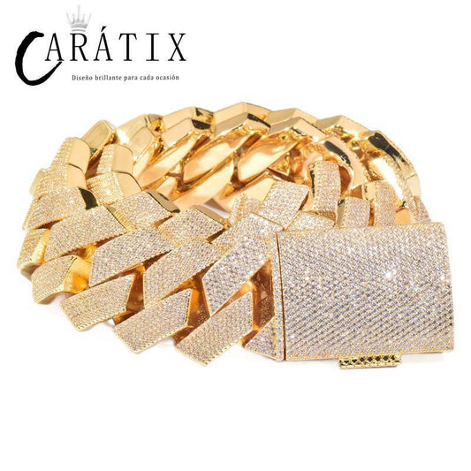 CARÁTIX 25mm/30mm Rhombus Cuban Link Chain Necklace – 5A+ CZ Iced Out Heavy Hip Hop Bling Jewelry for Men | Solid Rapper Gift - CaratixJewelry