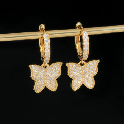 925 Silver Full Pavé Moissanite Butterfly Look Earrings for Women - CaratixJewelry