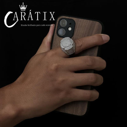 CARÁTIX Classic Big Zircon Ring | True Electroplated Micro-Studded Hip Hop Jewelry for Men