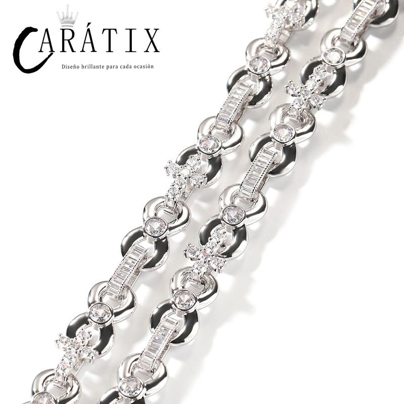 CARÁTIX Infinity Cross 8-Shape Link Chain Choker Necklace – Iced Out CZ Hip Hop Jewelry for Men & Women
