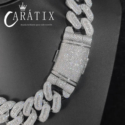 CARÁTIX 29mm Rectangle CZ Cuban Chain | Bling Zircon Hip Hop Necklace for Men