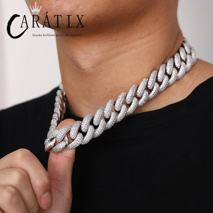CARÁTIX 20mm Iced Out Cuban Miami Link Chain | CZ Bling Hip Hop Necklace for Men