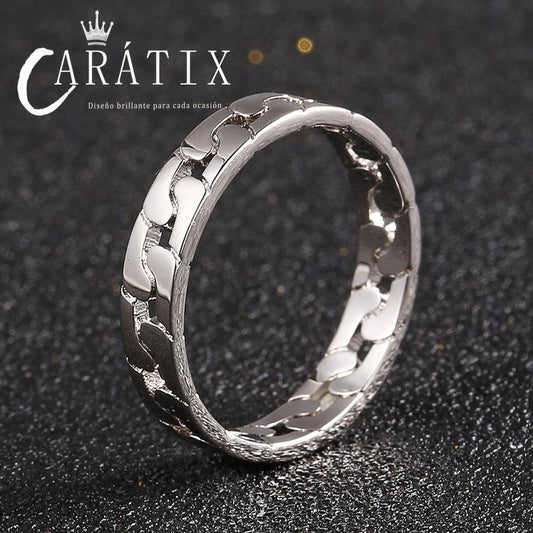 Caratix-New Couple Ring Plated Niche Design Simple Personality Unisex Twist Ring High Quality Hip Hop Ring
