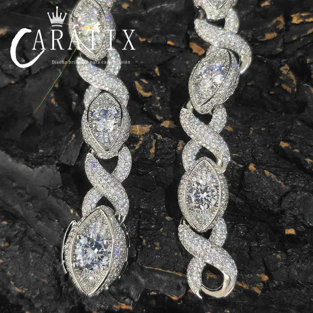 CARÁTIX 15mm Eye Shape Infinite Cuban Link Chain Necklace – Iced Out Hip Hop Bling Choker Jewelry for Women | Statement Gift