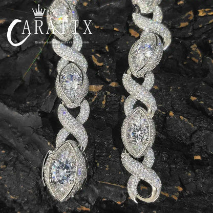 CARÁTIX 15mm Eye Shape Infinite Cuban Link Chain Necklace – Iced Out Hip Hop Bling Choker Jewelry for Women | Statement Gift