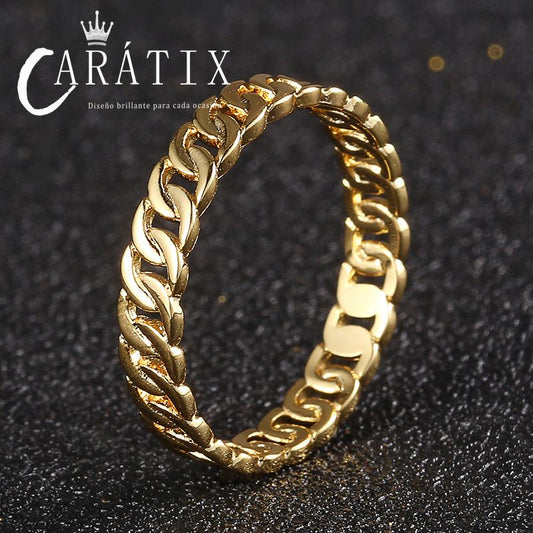 Caratix-New Classic Glossy Ring Couple Ring Plating Personality Simple Unisex Ring Accessories High Quality Hip Hop Ring