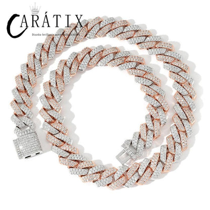 CARÁTIX 14mm Two Tone Cuban Chain | 5A+ CZ Iced Out Claw Set Hip Hop Necklace for Men