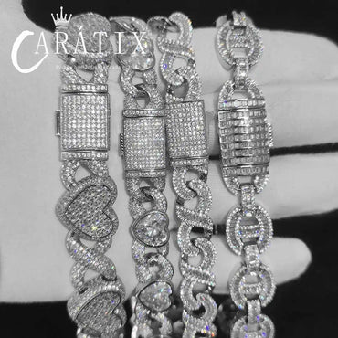 CARÁTIX 15MM Heart Choker Necklace – Custom Brass Cuban Link with Zirconia, Hip Hop Jewelry for Women & Men