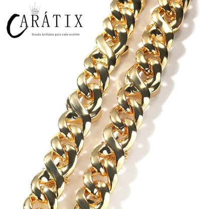 CARÁTIX Sun Star Eye Flower Cuban Link Chain Necklace – 5A+ CZ Iced Out Hip Hop Bling Jewelry for Men | Gold & Silver Rapper Gift