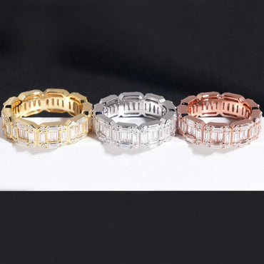 Cut-Line Moissanite Band Ring | S925 Silver Unisex Iced Out Hip Hop Jewelry - CaratixJewelry