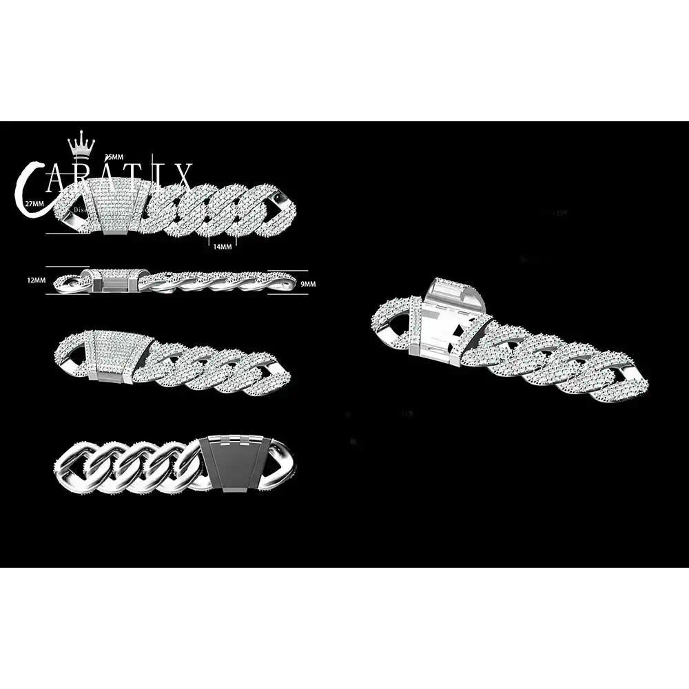 CARÁTIX 24mm 4 Row Cuban Link Chain Necklace – CZ Prong Iced Out Thick Brass Hip Hop Bling Jewelry for Men | Gift