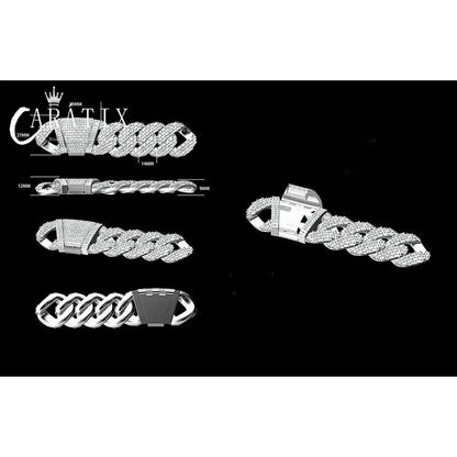 CARÁTIX 24mm 4 Row Cuban Link Chain Necklace – CZ Prong Iced Out Thick Brass Hip Hop Bling Jewelry for Men | Gift