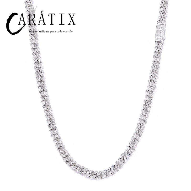CARÁTIX – 7mm 5A+ CZ Paved Solid Cuban Curb Link Chain Necklace | Bling Hip Hop Jewelry for Men & Women