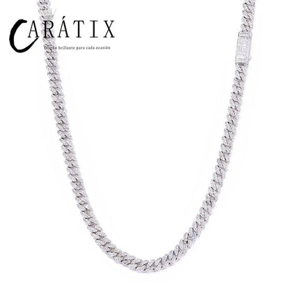 CARÁTIX – 7mm 5A+ CZ Paved Solid Cuban Curb Link Chain Necklace | Bling Hip Hop Jewelry for Men & Women