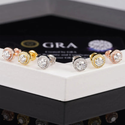 S925 Silver 8mm Moissanite Look Round Stud Earrings - CaratixJewelry