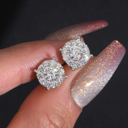 S925 Silver Round 0.45ct Moissanite Inspired Stud Earrings - CaratixJewelry