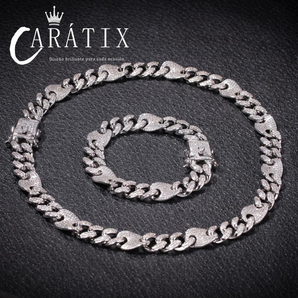 CARÁTIX 13mm Prong Cuban Chain | White AAA CZ Iced Out Hip Hop Necklace for Men