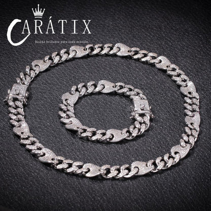 CARÁTIX 13mm Prong Cuban Chain | White AAA CZ Iced Out Hip Hop Necklace for Men