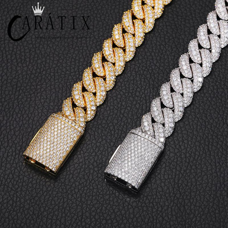 CARÁTIX 15mm Bubble Cuban Link Chain Necklace – 5A+ CZ Iced Out Hip Hop Bling Jewelry for Men | Solid Rapper Gift