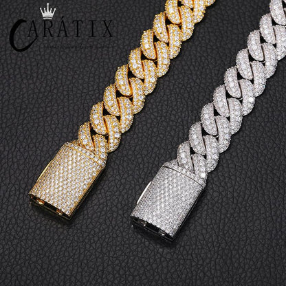 CARÁTIX 15mm Bubble Cuban Link Chain Necklace – 5A+ CZ Iced Out Hip Hop Bling Jewelry for Men | Solid Rapper Gift