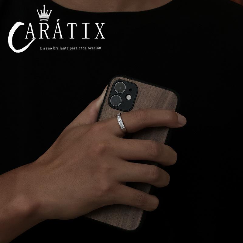 Caratix-Fashion Versatile Zircon Inlaid High Quality Ring Women's, Simple Plated Real Couple Ring High Quality Hip Hop Ring