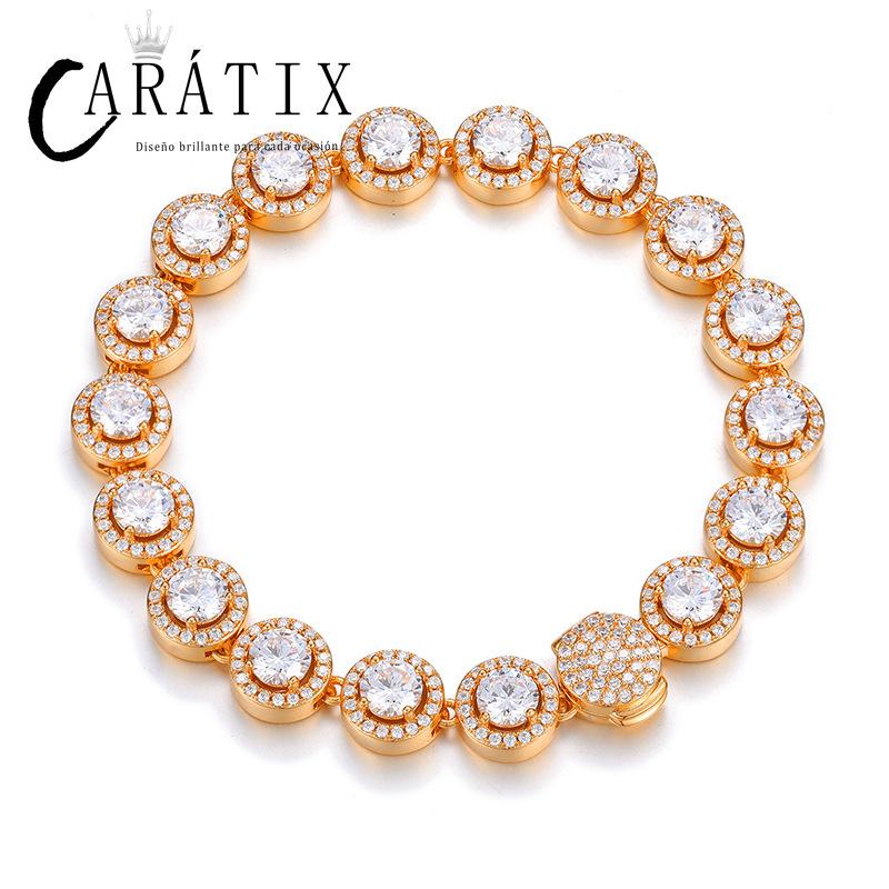 CARÁTIX - Hip Hop 3A+ CZ Stone Paved Bling Iced Out 1 Row Round CZ Stone Tennis Link Chain Necklaces for Men Rapper Jewelry Gift Valentine's Day Gift for Men & Girls & Boys Mothers' Day Gift #Springtok