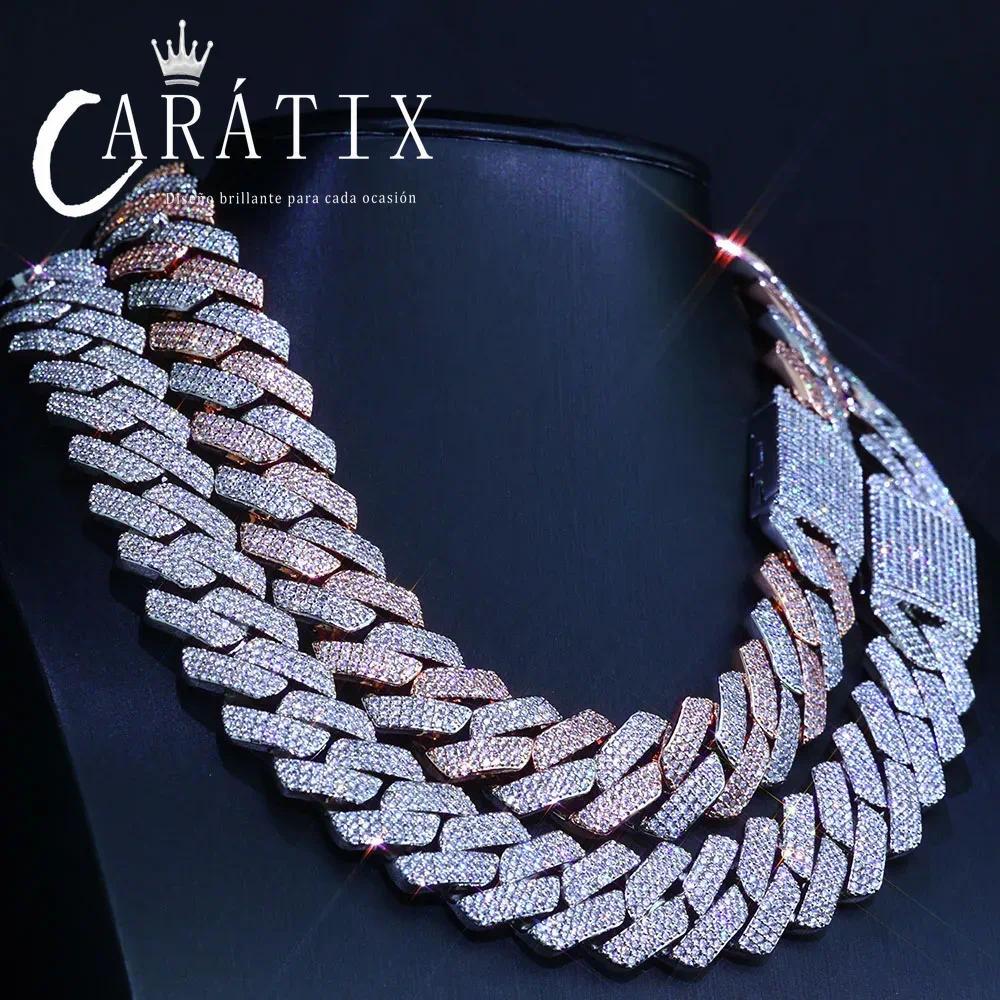 CARÁTIX 20mm Two-Tone Miami Cuban Link Chain Necklace – 5A CZ Iced Out Hip Hop Bling Jewelry for Men | Rapper Gift