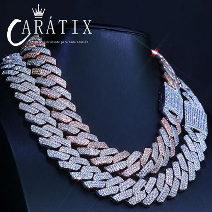 CARÁTIX 20mm Two-Tone Miami Cuban Link Chain Necklace – 5A CZ Iced Out Hip Hop Bling Jewelry for Men | Rapper Gift