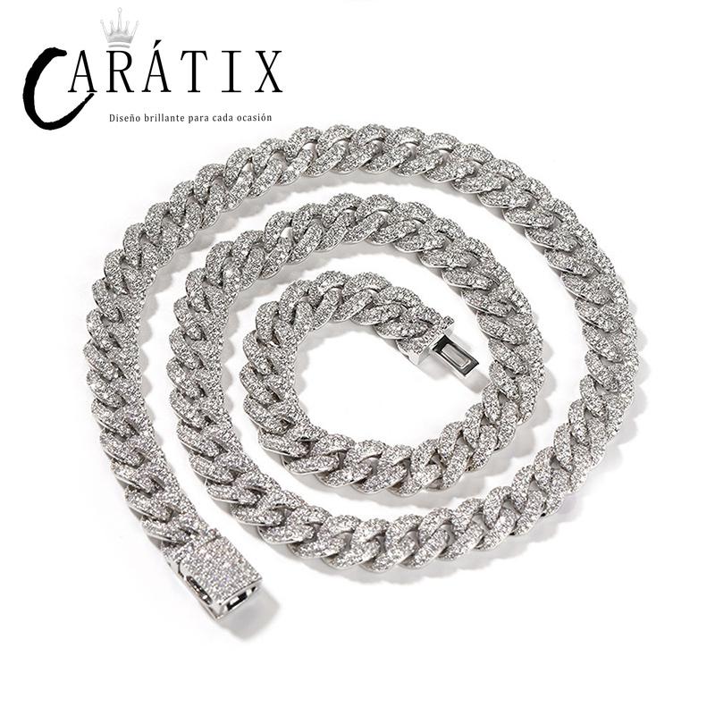 CARÁTIX 9mm Iced Out Cuban Link Chain Necklace – 5A+ CZ Solid Round Hip Hop Bling Jewelry for Men | Rapper Gift