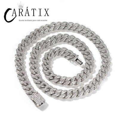 CARÁTIX 9mm Iced Out Cuban Link Chain Necklace – 5A+ CZ Solid Round Hip Hop Bling Jewelry for Men | Rapper Gift