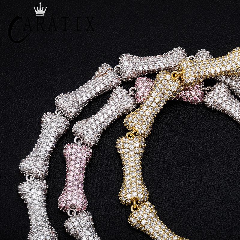 CARÁTIX Bone Link Chain | Full AAA CZ Iced Out Hip Hop Necklace for Men & Women