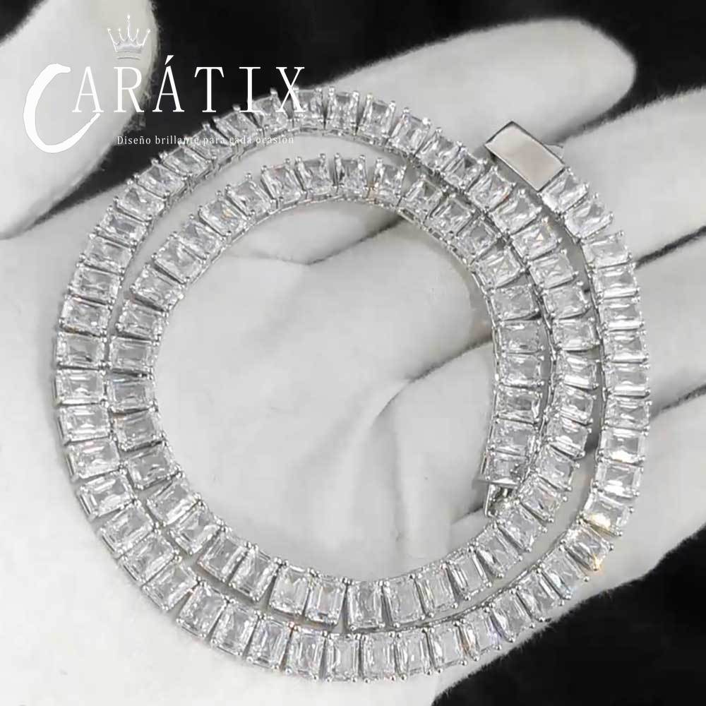 CARÁTIX - 6mm Rectangular Zircon Bling Women Tennis Chain Full  Inlaid Sugar Tennis Necklace   Laser Valentine's Day Gift for Men & Girls & Boys Mothers' Day Gift #Springtok
