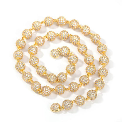 CARÁTIX Beads Link Chain | Micro Paved CZ Iced Out Hip Hop Necklace for Men & Women